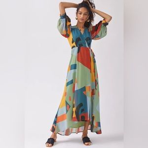 Anthropologie Hutch Abstract Wrap Maxi Dress